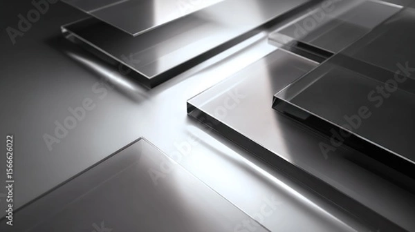 Fototapeta Abstract Glass Composition: Layered Reflections and Geometric Precision