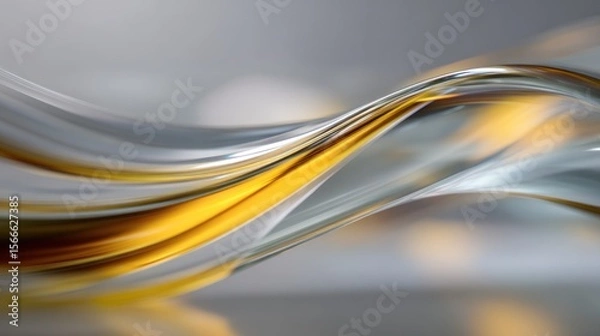 Fototapeta Abstract Golden and Silver Waves: A Symphony of Smooth Curves and Elegant Hues