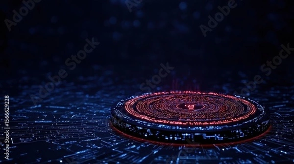 Obraz Abstract Circular Digital Design with Red and Blue Lights
