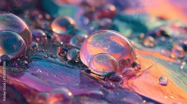 Fototapeta Kaleidoscopic Bubbles on Iridescent Surface
