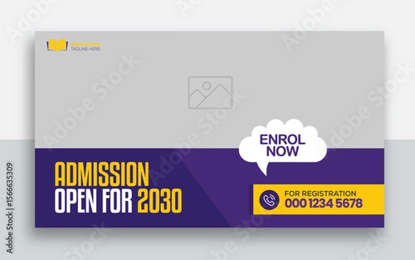 Obraz School education admission youtube thumbnail and web banner template design	