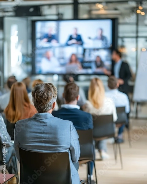 Fototapeta Modern interview with digital presentation tools