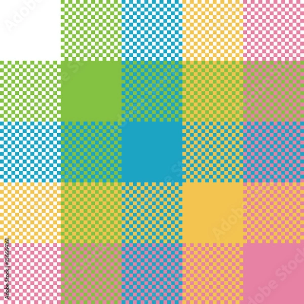 Fototapeta Baby color pixel plaid seamless pattern