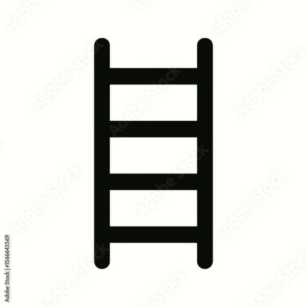 Fototapeta very simple flat and single minimalist Silent Ladder Step Silhouettes in black on a white background