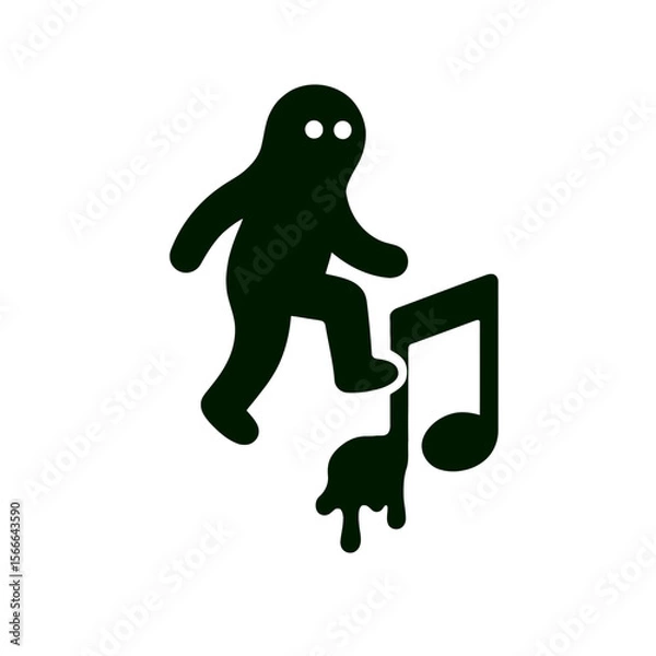Fototapeta very simple flat and single minimalist Melting Note Step Silhouettes in black on a white background