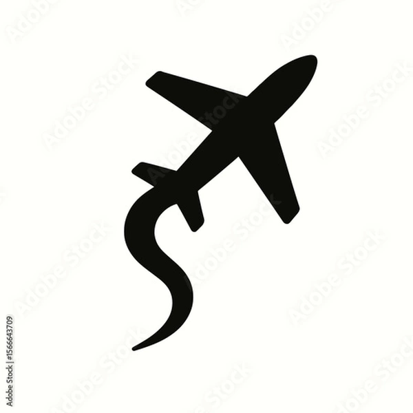 Fototapeta very simple flat and single minimalist Drifting Plane Spirit Silhouettes in black on a white background