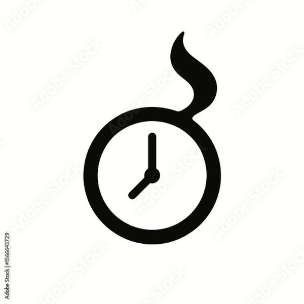 Fototapeta very simple flat and single minimalist Quiet Clock Spirit Silhouettes in black on a white background