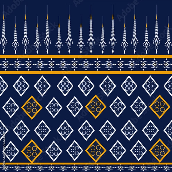 Obraz bag pattern,Geometric Ethnic pattern,
Native American tribal fabric, tile, carpet, vector,
illustration design, on navy blue background 