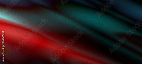 Fototapeta Abstract Red and Teal Draped Fabric Texture: Moody, Dark, Gradient Background