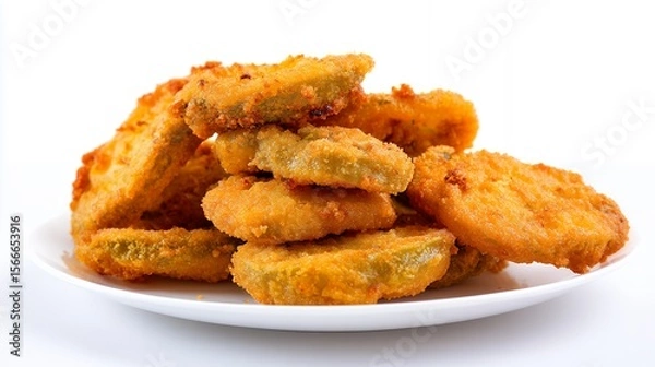 Obraz Crispy Fried Pickles on a White Plate