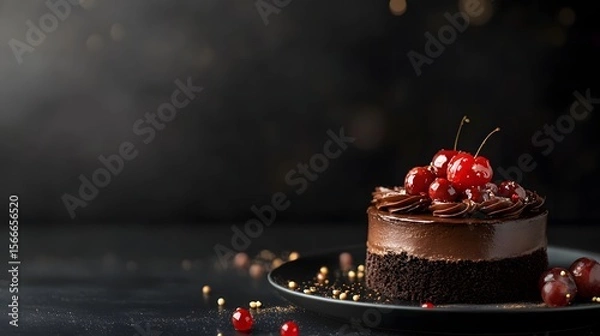 Fototapeta Dessert With Dark Elegant Background