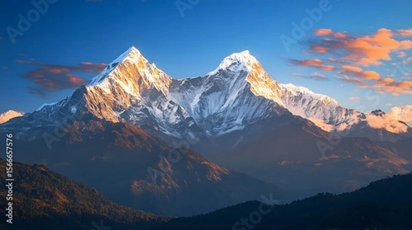 Fototapeta Vast Snow Capped Mountain Range Background