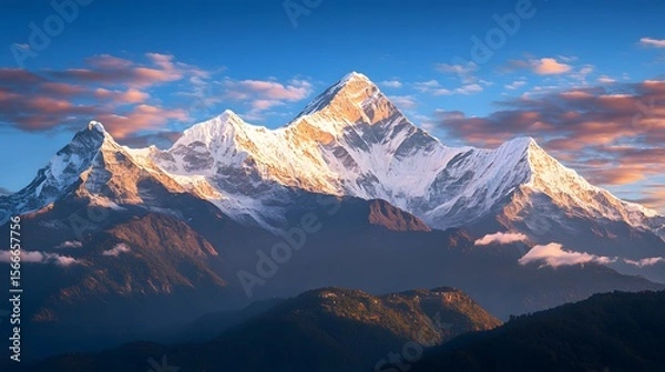 Fototapeta Vast Snow Capped Mountain Range Background
