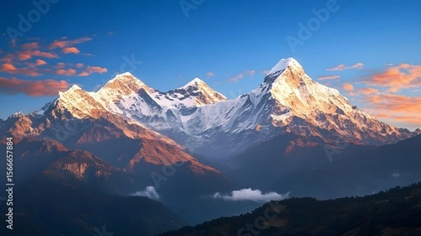Fototapeta Vast Snow Capped Mountain Range Background