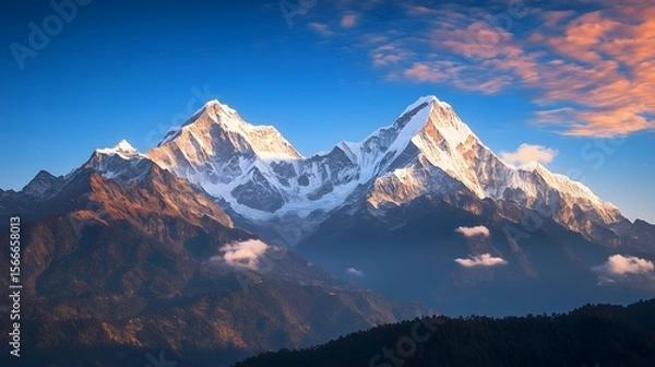 Fototapeta Vast Snow Capped Mountain Range Background