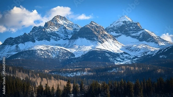 Fototapeta Vast Snow Capped Mountain Range Background
