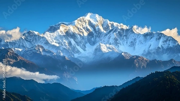 Fototapeta Vast Snow Capped Mountain Range Background