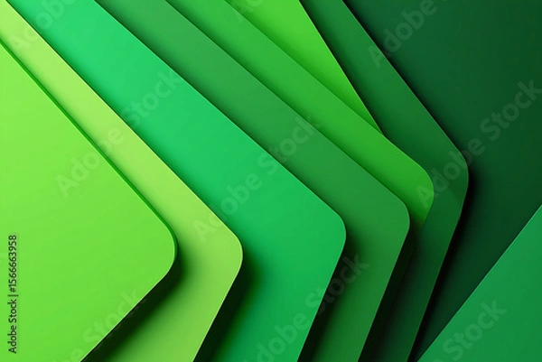 Obraz Abstract layered green shapes with rounded corners creating a sense of depth and movement