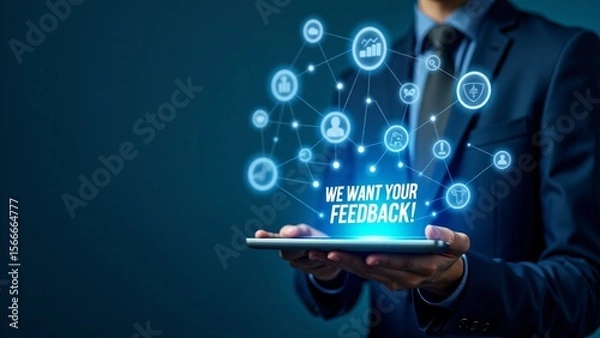 Obraz Customer Feedback Network on Digital Tablet
