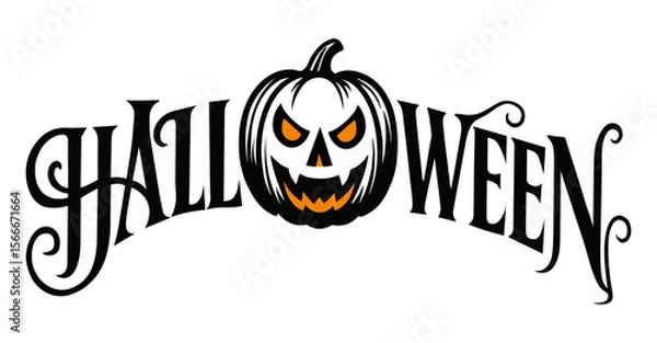 Obraz A spooky halloween pumpkin with a scary grin is isolated on white background