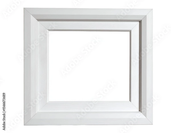 Fototapeta A pristine white wooden frame with mitered corners presents a clean and modern aesthetic.