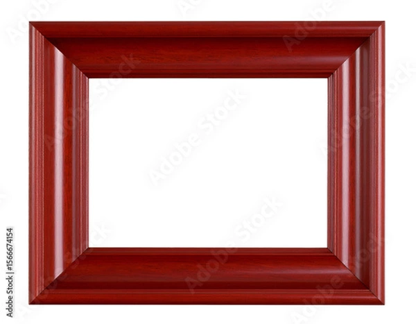 Fototapeta Smooth and shiny dark red wood picture frame showcasing natural grain and classic design.