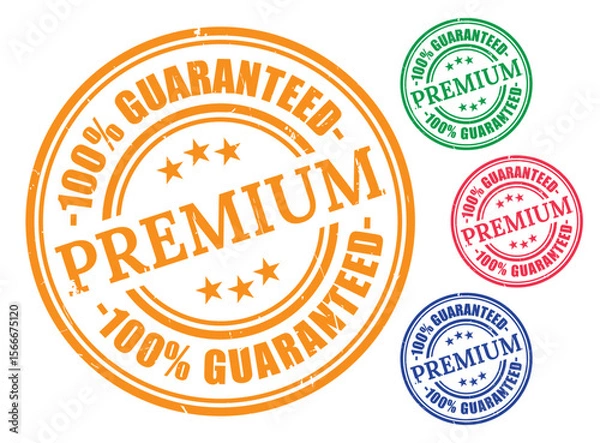 Obraz Premium Quality Guaranteed Seals Colorful stamp Vector Graphics for Branding