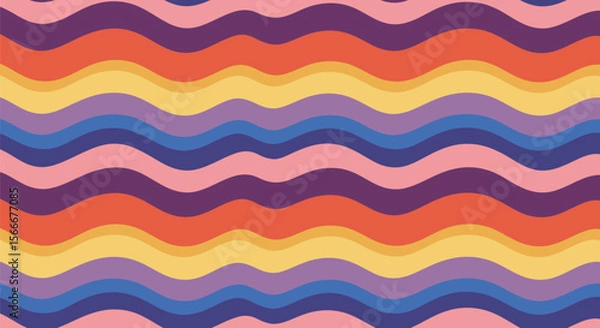 Fototapeta Colorful Wavy Stripes Pattern Background