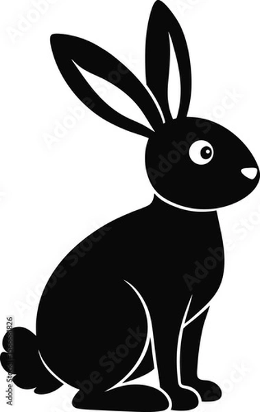 Fototapeta A playful silhouette of a bunny, blending charm and whimsy in minimalist black and white design