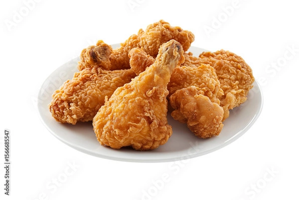 Fototapeta Crispy Chicken Meal Isolated on White and Transparent Background for Food Design