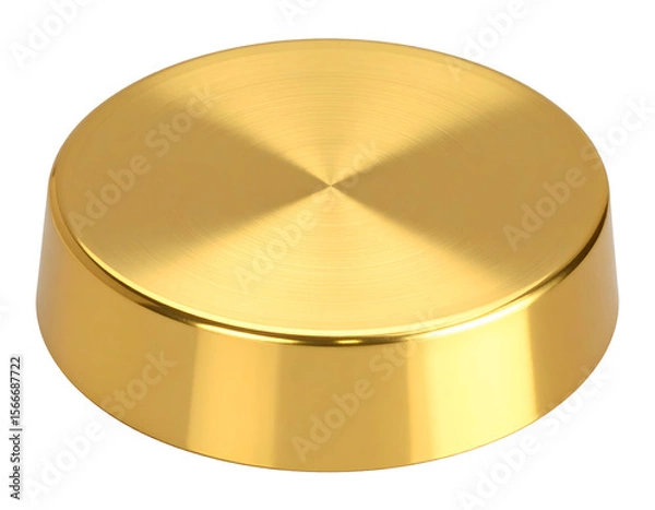 Fototapeta A radiant golden metallic object with a finely brushed top and smooth reflective sides.