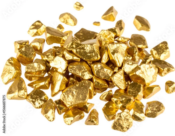 Fototapeta A dazzling heap of precious gold nuggets showcases the raw beauty and inherent value of this noble metal