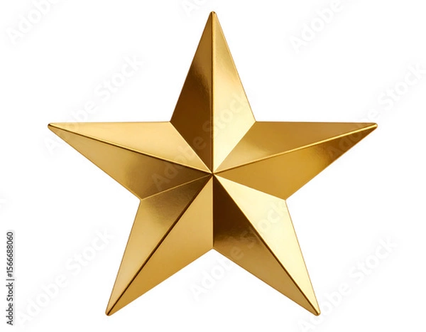 Fototapeta A magnificent three-dimensional golden star gleams with a metallic luster, representing success and quality.