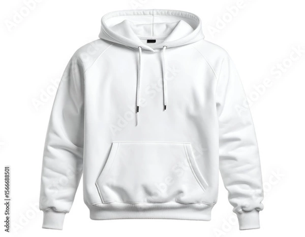 Fototapeta This pristine white hoodie features a classic design with a front pocket and adjustable drawstrings.