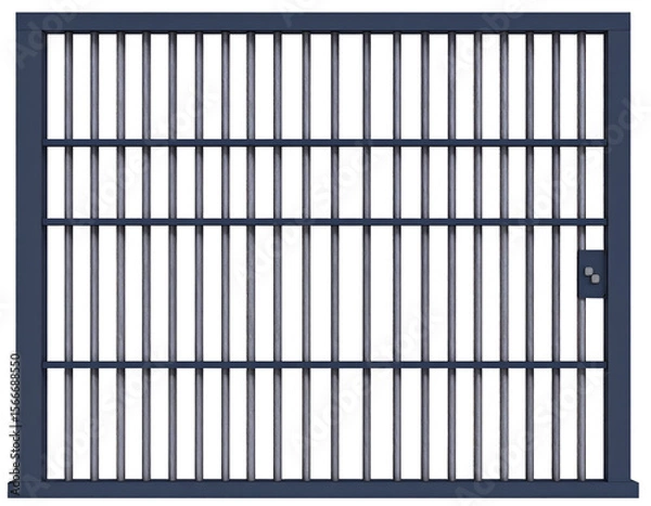 Fototapeta Sturdy metal bars stand as a formidable barrier, evoking themes of confinement, security, and justice.