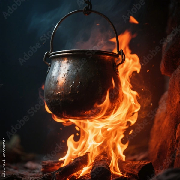 Fototapeta pot over the fire
