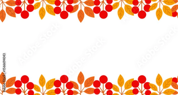 Obraz Autumn foliage and berries create vibrant border decoration for seasonal events or invitations