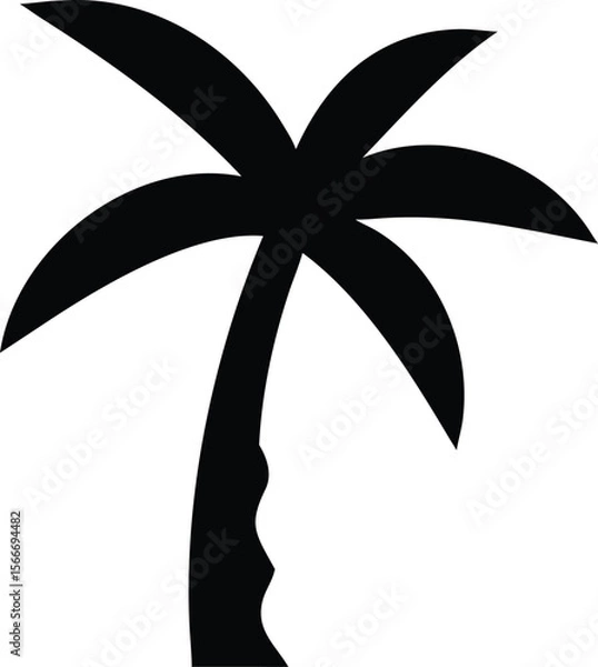 Fototapeta Simple Palm Tree Silhouette Design with Black Trunk and Fronds