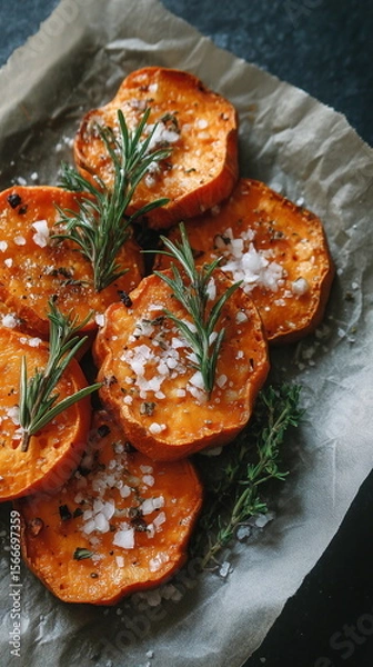 Obraz Roasted Sweet Potatoes with Rosemary and Pepper