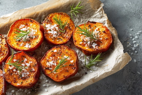Obraz Roasted Sweet Potatoes with Rosemary and Pepper