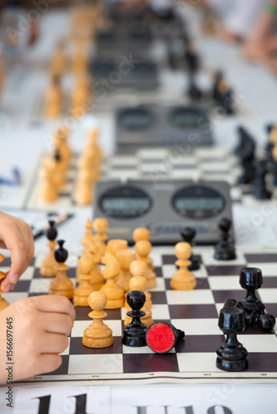 Fototapeta Young players in a chess competition