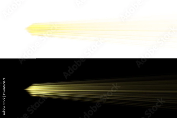 Fototapeta Yellow neon light effect, speed of light, fast moving light, yellow lines of the future