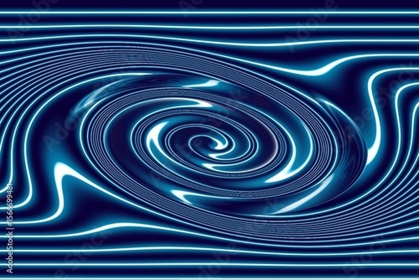 Fototapeta Futuristic Abstract Neon Swirl with Glowing Blue Lines and Dynamic Fluid Motion