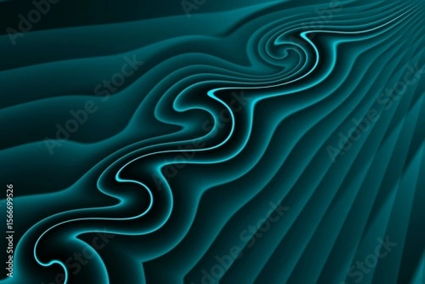Fototapeta Futuristic Abstract Neon Swirl with Glowing Blue Lines and Dynamic Fluid Motion