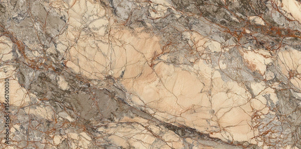 Fototapeta Ultra-realistic beige marble with gray and brown veins for seamless wall and floor applications