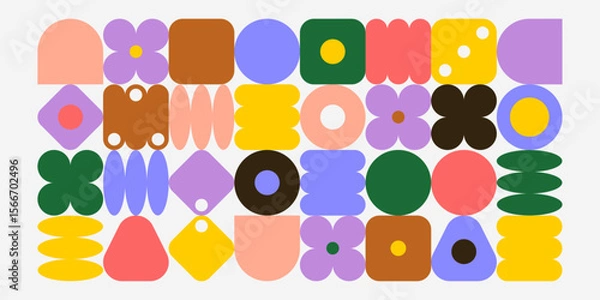 Fototapeta Playful abstract shapes pattern