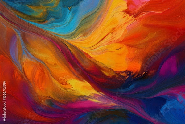 Fototapeta Passionate and Fiery Flowing Abstract Painting