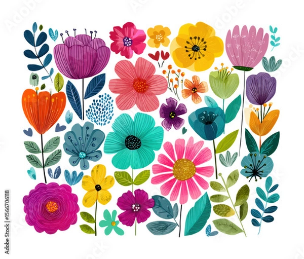 Fototapeta Colorful flower arrangement digital bright vibrant