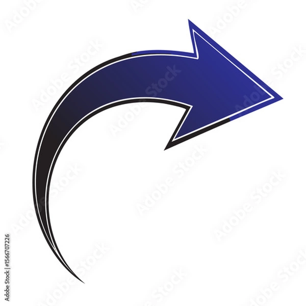 Fototapeta Curved Arrow Icon – Vector Direction Symbol Isolated on Transparent Background for UI and Web Design

