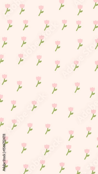 Fototapeta Seamless Pink Tulip Pattern – Cute Minimal Floral Design on Pastel Background
